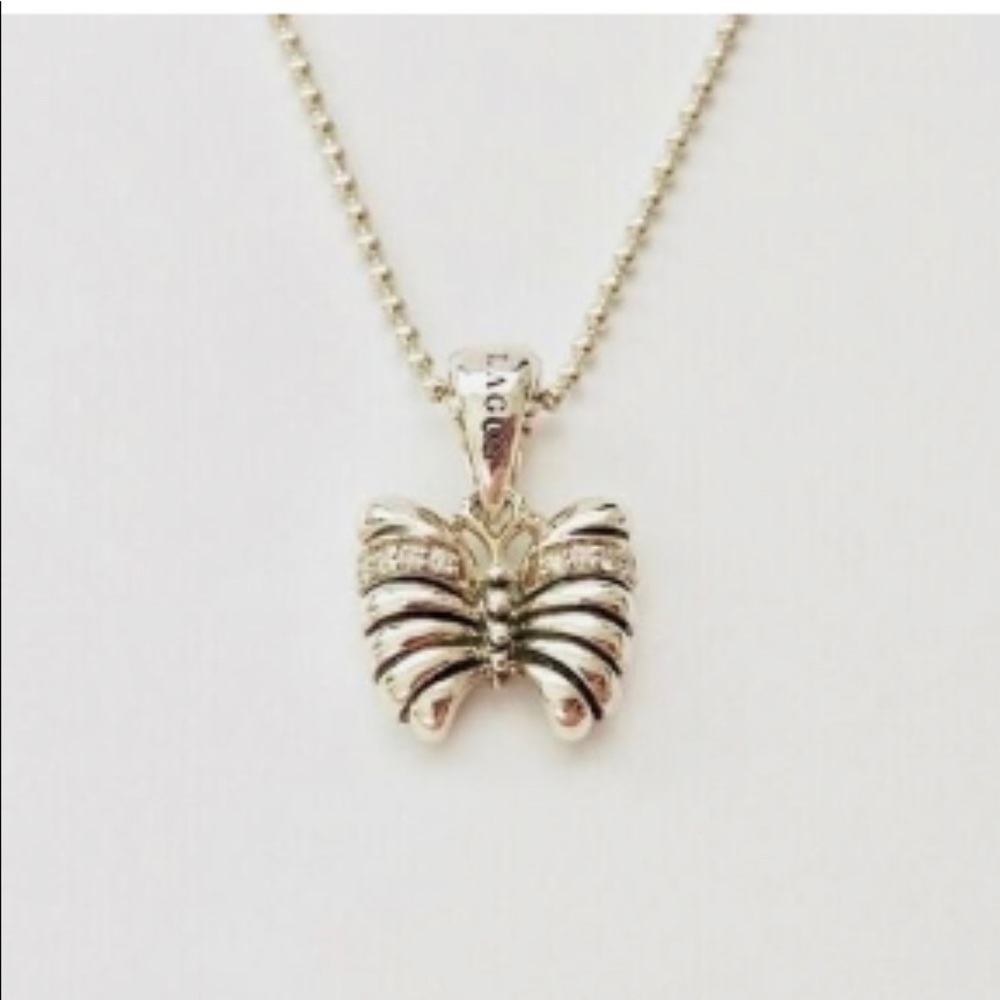 LAGOS Silver Diamond Butterfly Necklace
